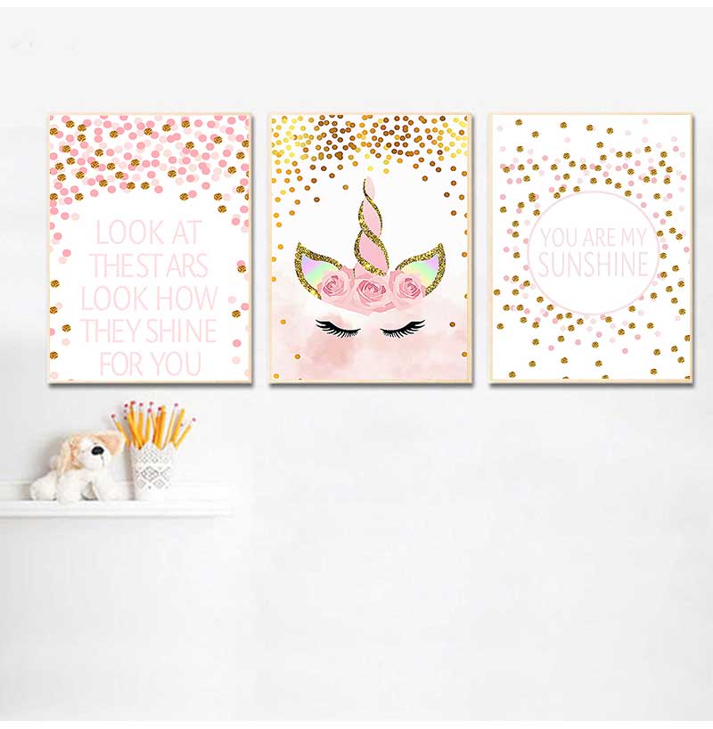 Baby Unicorn Nursery - Декоративная картина для детской комнаты девочки:
