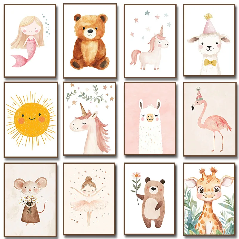 Baby Unicorn Nursery - Розовая балерина со звездами, единорог, милая