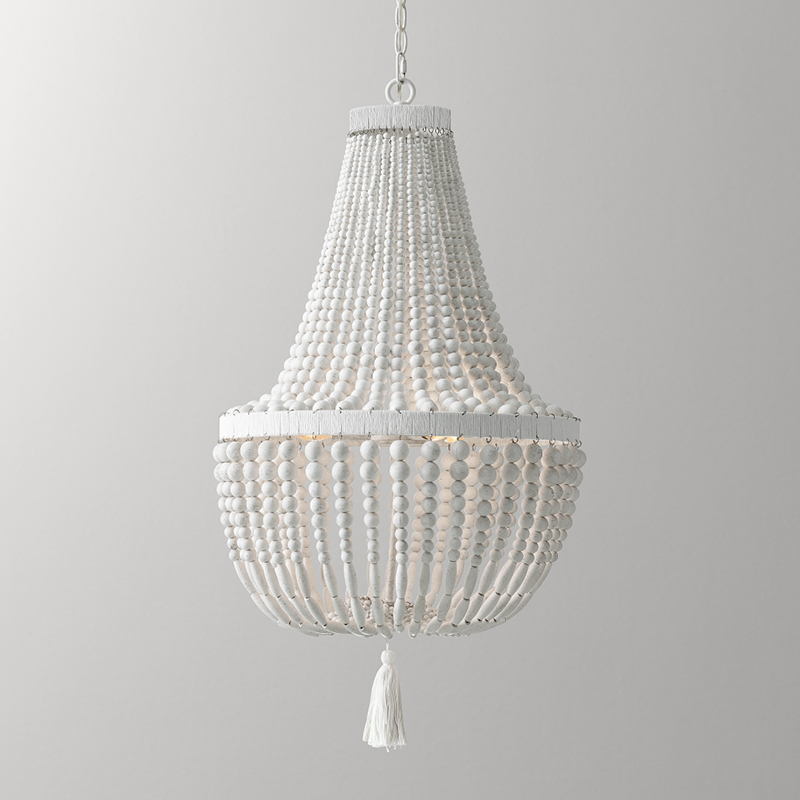 Baby Nursery Chandelier - Выветриваемые белые деревянные бусины, люстры висячие