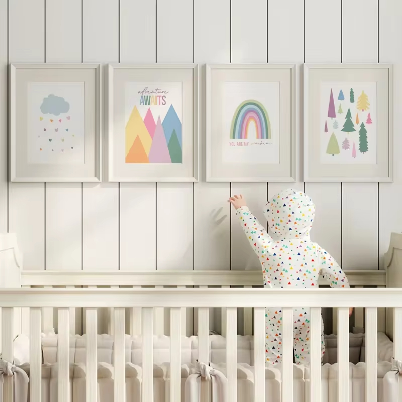 Baby Nursery Mirror - Бохо ABC Радуга солнце облака Приключения