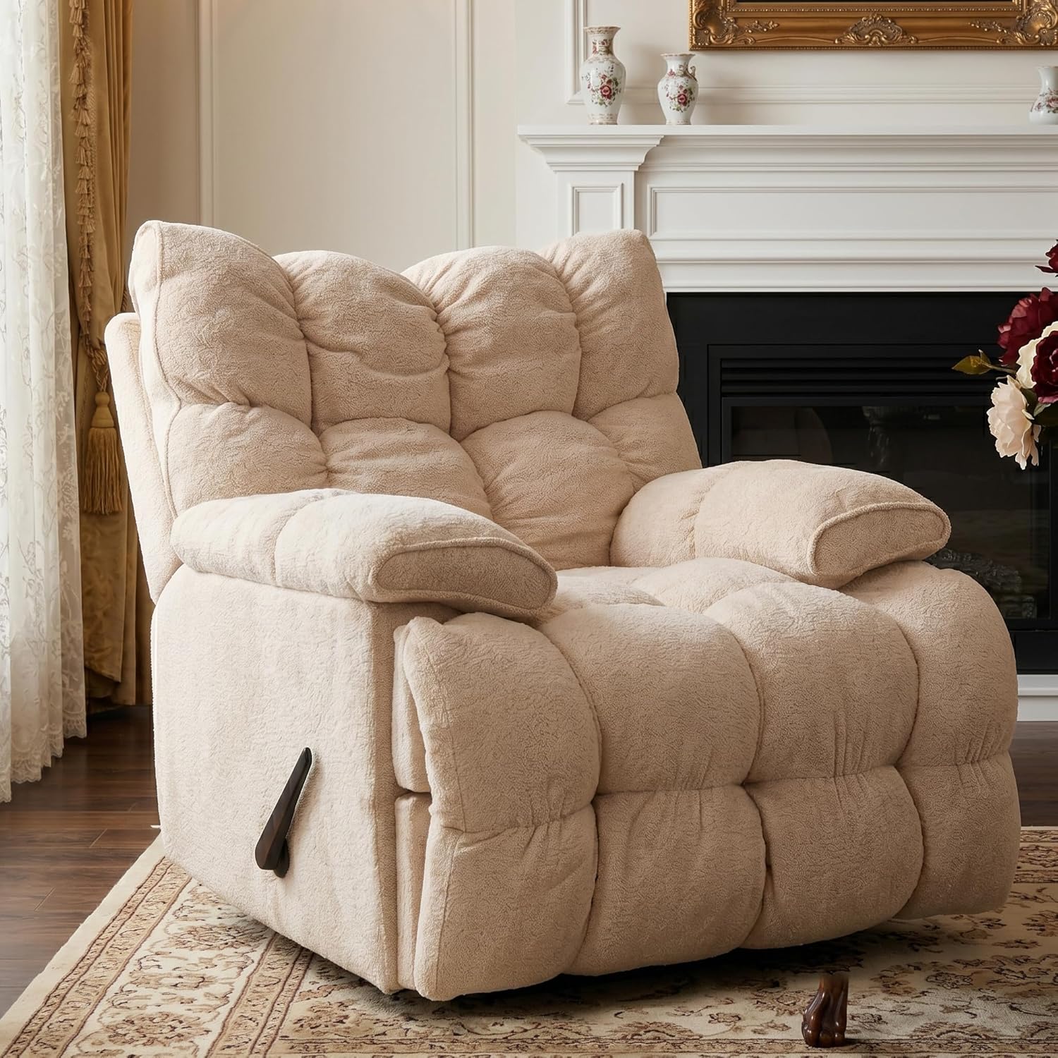 Rocking Chair Nursery - Широкое кресло-реклайнер с поворотным механизмом, обитое