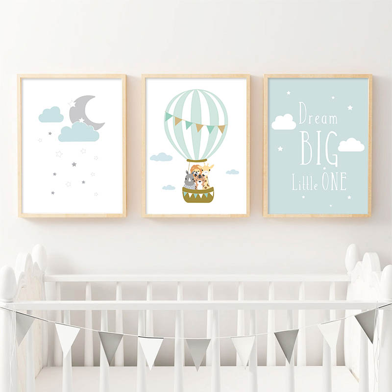 Baby Nursery Mirror - Постер с воздушными шарами и луной