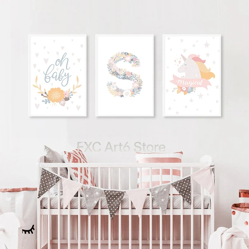 1 шт. безрамный холст с цветоч – обзор и цена Baby Unicorn Nursery