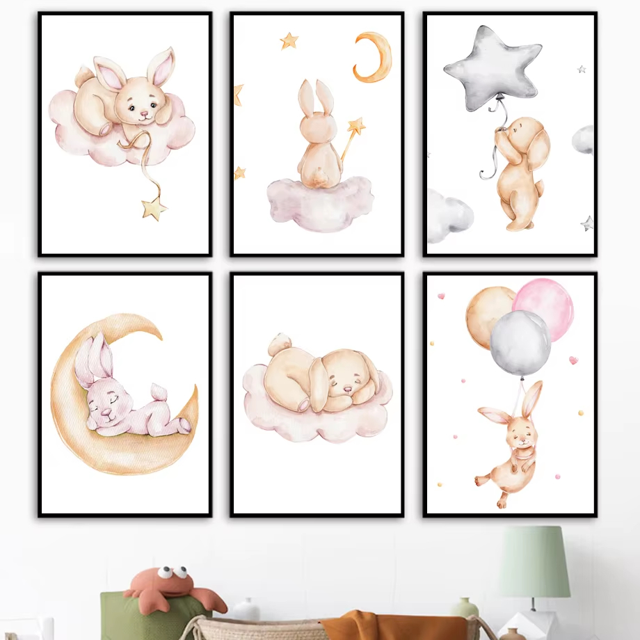 Милый акварельный кролик, луна – обзор и цена Baby Nursery Mirror