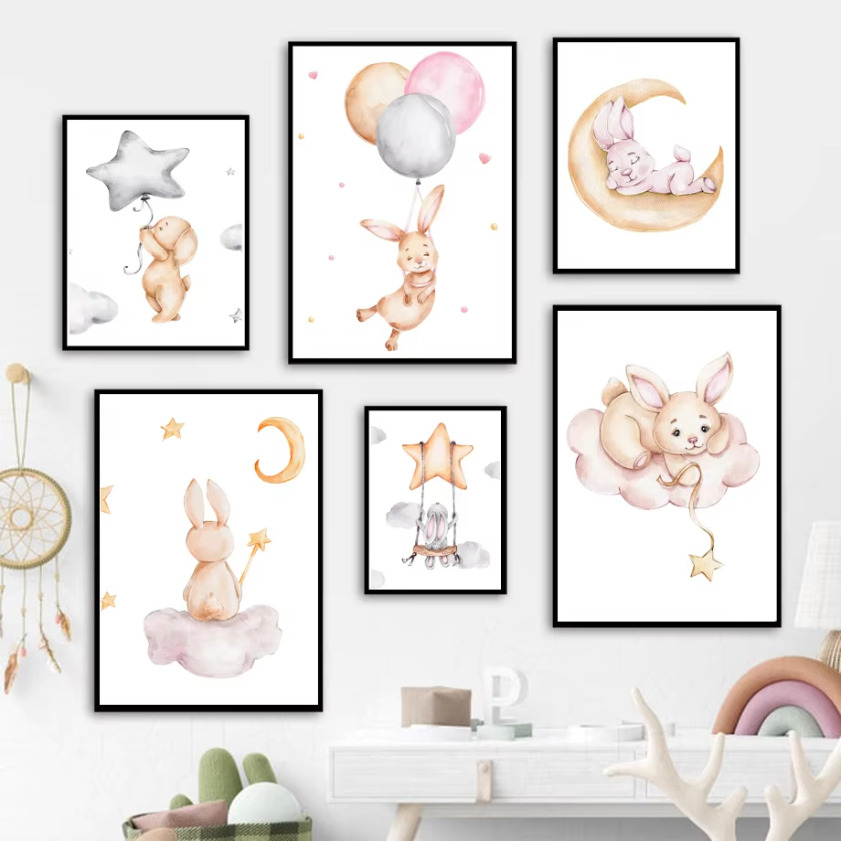 Милый акварельный кролик, луна – обзор и цена Baby Nursery Mirror