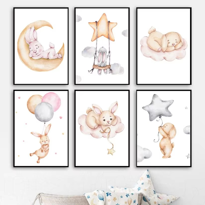Милый акварельный кролик, луна – обзор и цена Baby Nursery Mirror